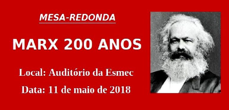 Mesa-redonda Marx 200 anos começa na próxima sexta-feira