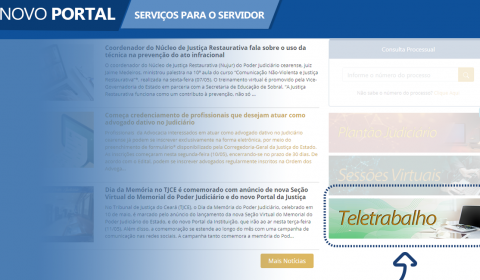 Novo portal do TJCE traz seção exclusiva para servidores e magistrados em home office