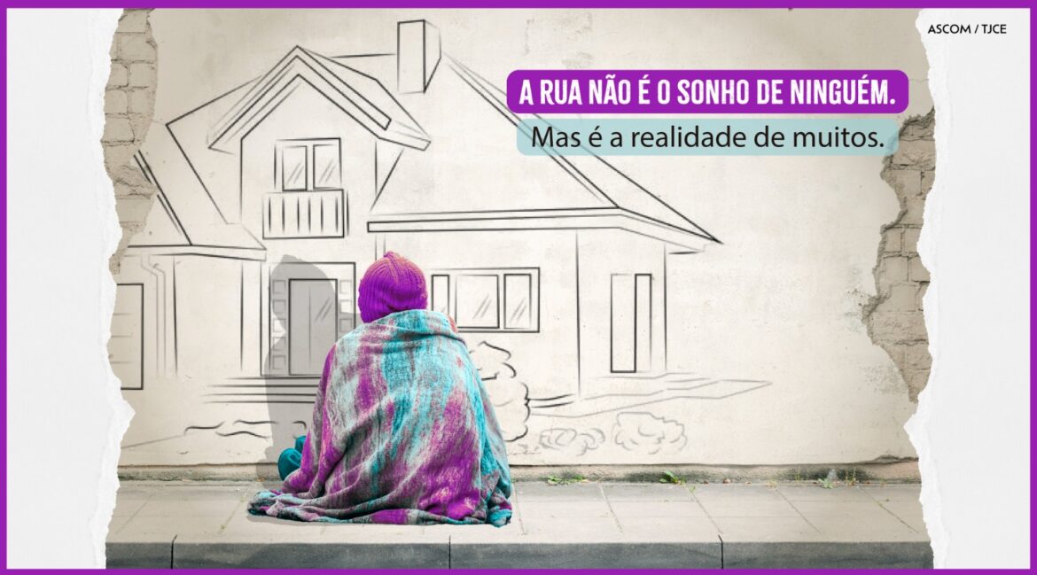 Imagem que representa um morador de rua sonhando com uma casa