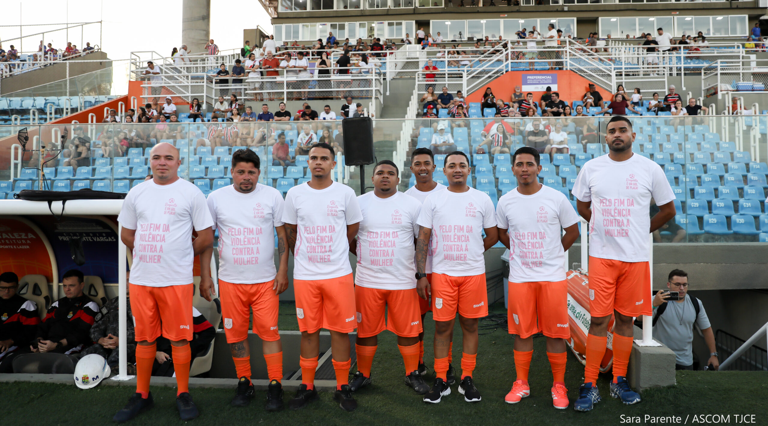 TJCE lança campanha “Respeito é um Gol de Placa” para combater violência contra a mulher no futebol cearense