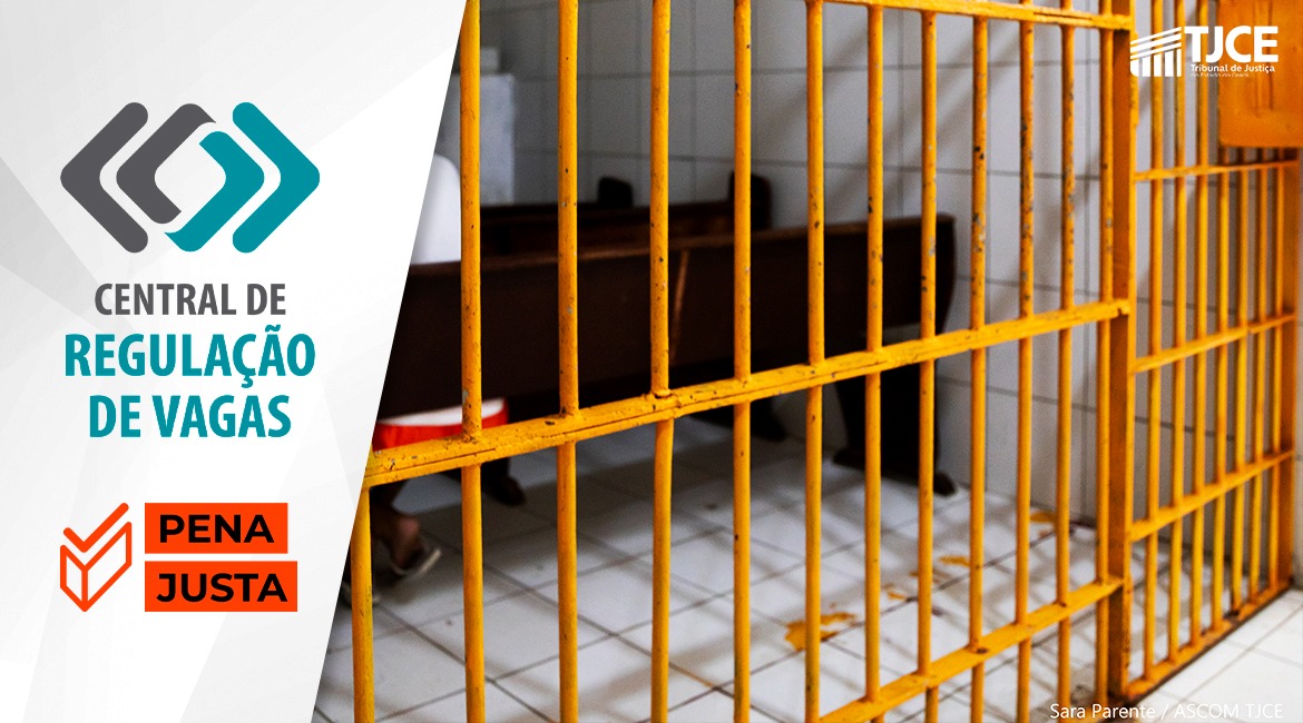 CRV e Pena Justa-1784136316 Uma cela de prisão com as logomarcas do Pena Justa e Central de Regulação de Vagas, que ficam a esquera