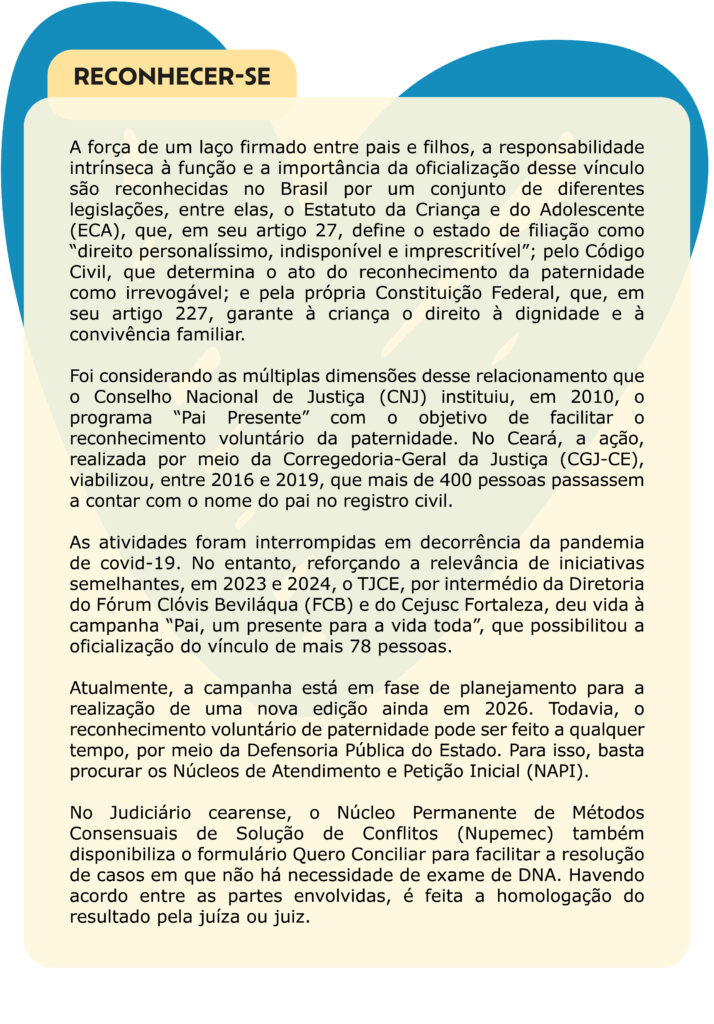 Arte com um Box nas cores amarelo bem claro e fundo azul, cujo título é Reconhecer-se, e traz um texto informativo.