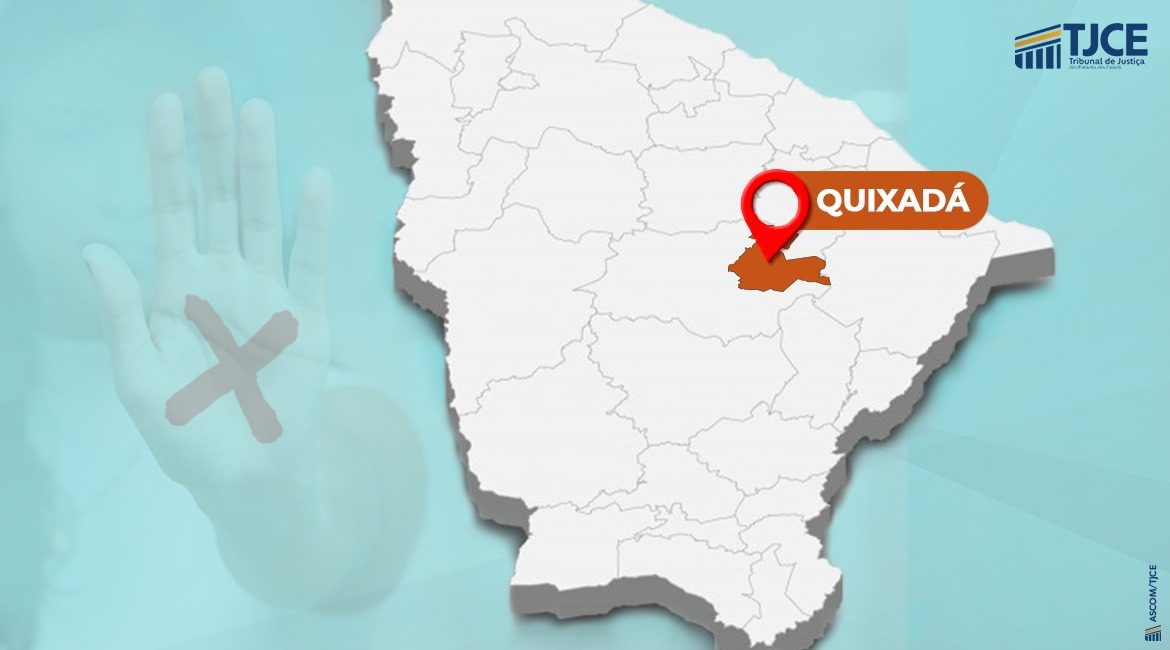 Imagem do mapa do Estado do Ceará, com destaque para o município de Quixadá