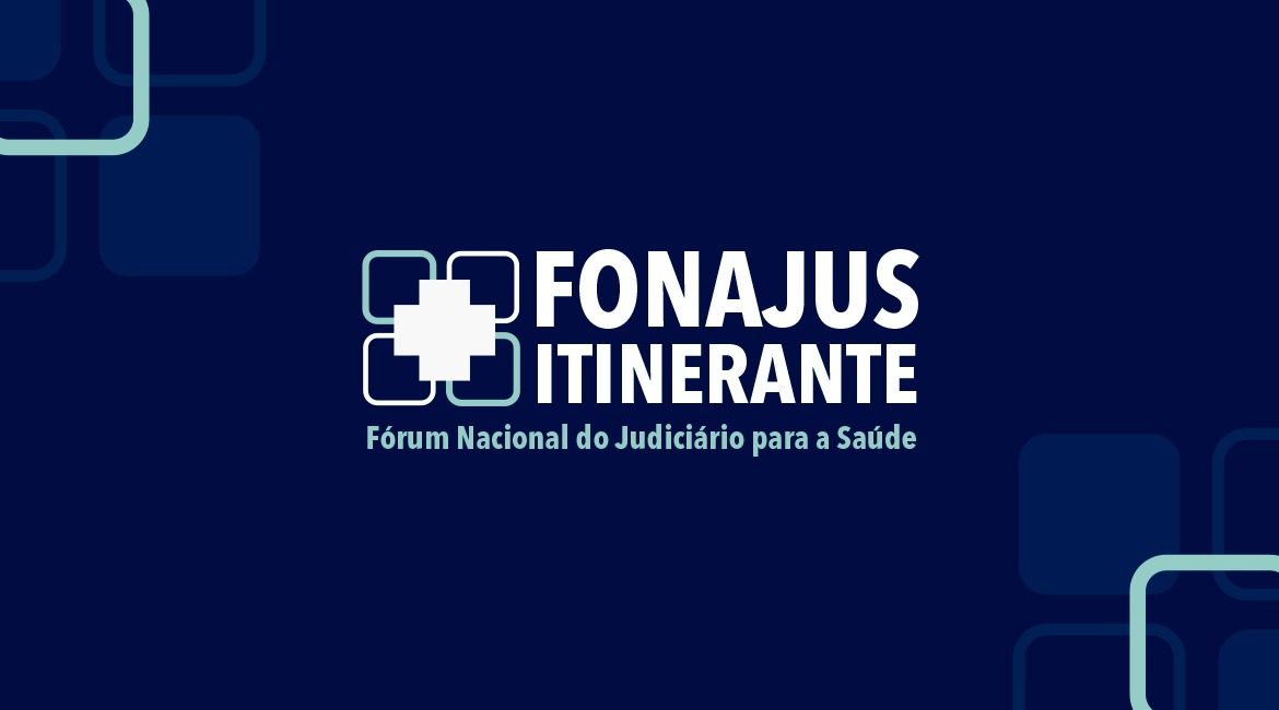 Logo do evento em branco sobre um fundo azul marinho