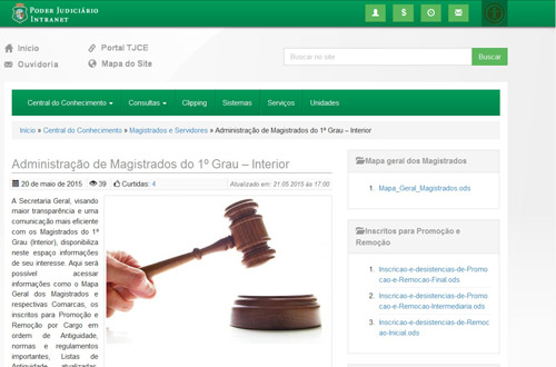 TJCE disponibiliza página na Intranet com  informações para juízes do interior