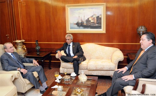 Desembargador Gerardo Brígido recebe visita institucional dos presidentes do TCE e do TCM